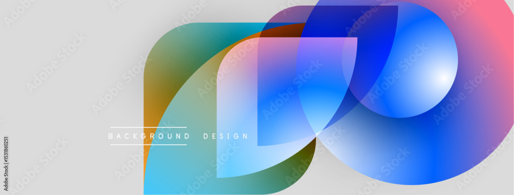 Poster abstract colorful shapes overlap. modern design features vibrant gradients, smooth transitions, ligh