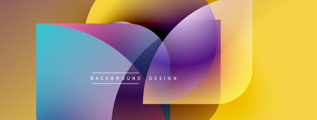 Abstract colorful shapes overlap. Gradient hues blend, creating dynamic visual effect. Modern design element for backgrounds.