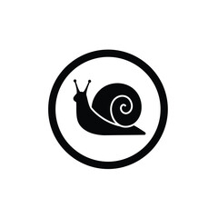 Simple black snail icon in circle design