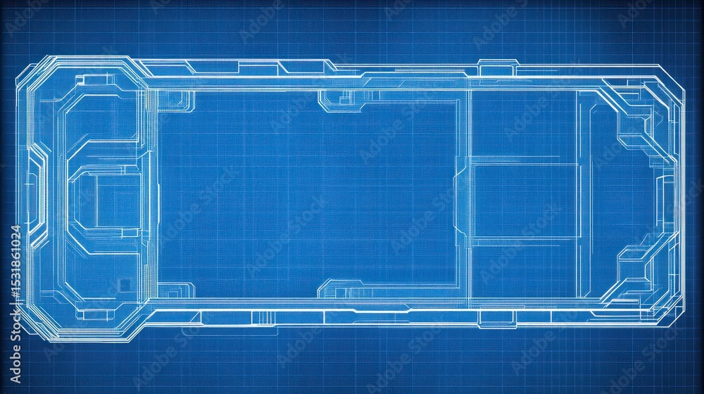 Poster futuristic device blueprint on grid