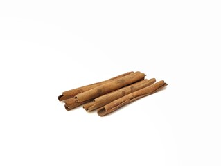 Dry cinnamon sticks isolated on white background 