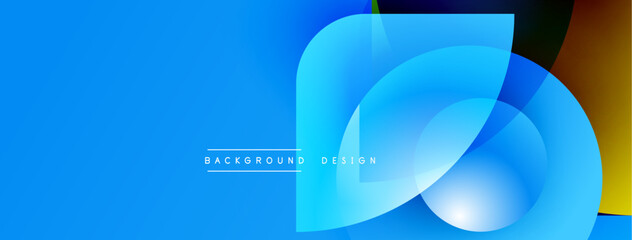 Bright blue abstract background. Overlapping shapes create dynamic visual effect. Modern design element for digital projects.