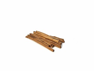 Dry cinnamon sticks isolated on white background 