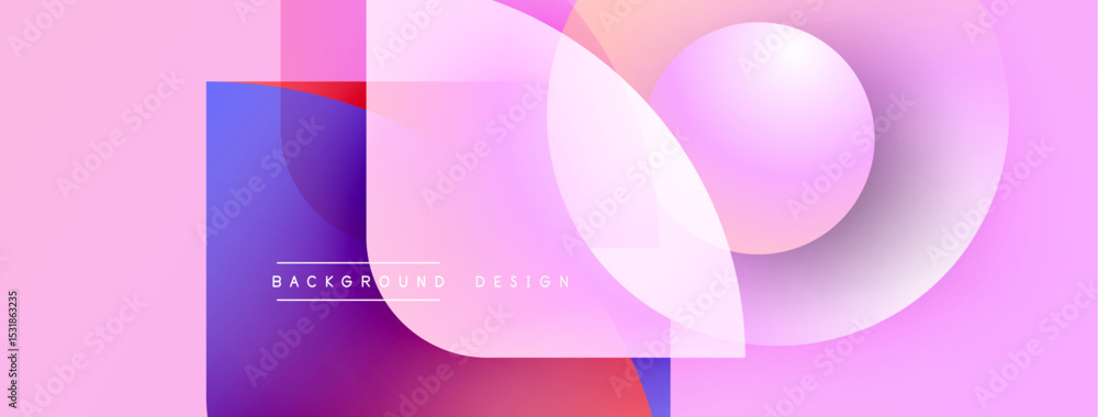 Poster Abstract pink background. Overlapping shapes create modern visual effect. Gradient colors, smooth transitions, design elements present.