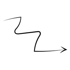 Hand drawn crayon spiral and straight arrow. Black curved and straight doodle arrows. Grunge charcoal sketch pointers and direction lines. pastel pencil, black chalk or marker brush stroke