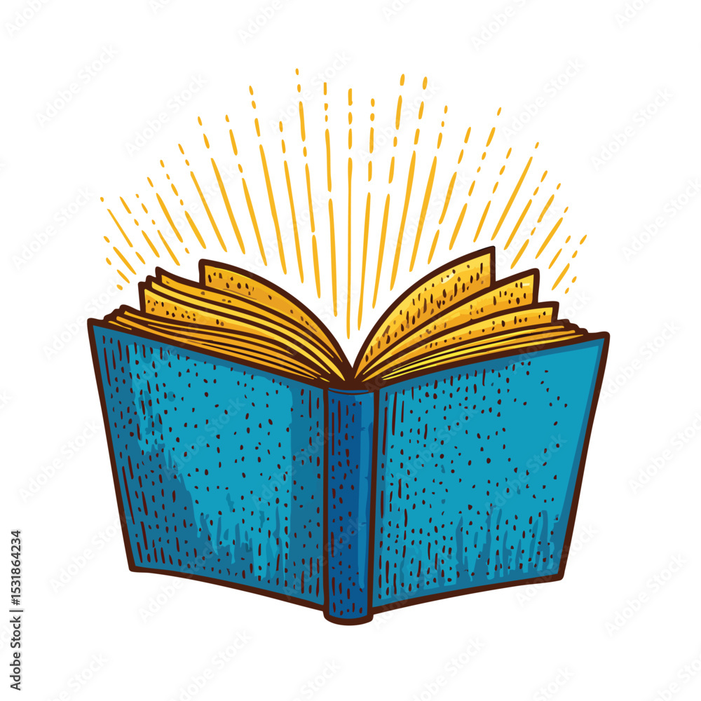 Aufkleber an open book with rays of light emanating from it, symbolizing knowledge and inspiration