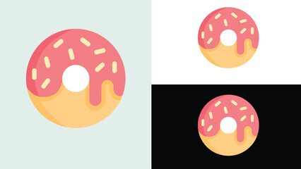 Donut with pink glaze in cartoon doodle style Vector isolated on the background