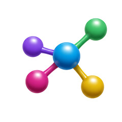 3D Render of Digital and Scientific Nodes,  Molecular Network Connection