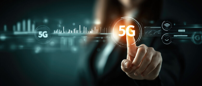 Futuristic digital concept with 5G technology focus
