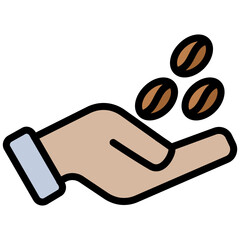 Holding Coffee Outline Flat Icon, Coffee Shop Concept Outline Flat Design Style