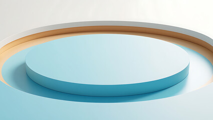 Modern Geometric Display Podium with Colorful Circular Background