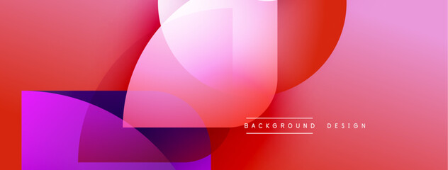 Abstract gradient shapes overlap. Red, pink, purple hues dominate composition. Modern design element for backgrounds, presentations.