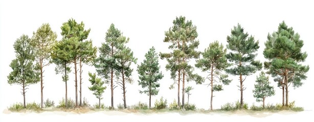 Row of Pine Trees