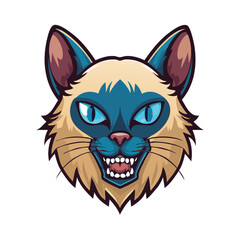 Siamese Cat Streamlined Vector Art with Flat Colors and Sharp Linework