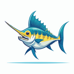 Swordfish Streamlined Vector Art with Flat Colors and Sharp Linework