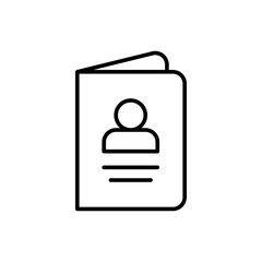 Passport Icon Outline Thin Line Symbol for ID Document Travel or Identification