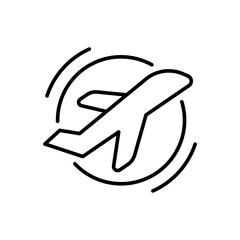 Airplane Flying Icon Outline Thin Line Symbol for Travel and Aviation Motion