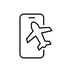 Flight Booking Mobile App Icon Outline Thin Line Symbol for Travel and Airline Reservation