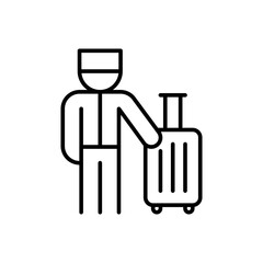 Bellhop with Luggage Icon Outline Style Thin Line Vector