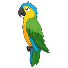 Colorful parrot perched on a branch, showcasing vibrant feathers in a tropical setting