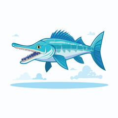 Gar Fish Streamlined Vector Art with Flat Colors and Sharp Linework
