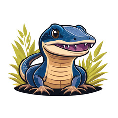 Blue-Tongue Skink Streamlined Vector Art with Flat Colors and Sharp Linework
