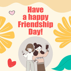 Have a Happy Friendship Day Celebration Design – Vector Illustration with Friendship Symbols and Diverse People