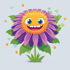 Aster Flat-Style Vector Illustration with Balanced Composition