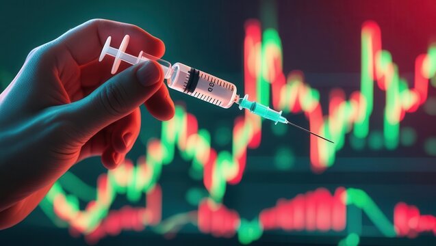 Vaccination trends impact on stock markets financial analysis global economy data visualization market insights