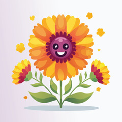 Coreopsis Flat-Style Vector Illustration with Balanced Composition