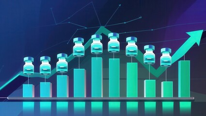 Vaccination growth trends healthcare sector infographic digital environment data analysis concept