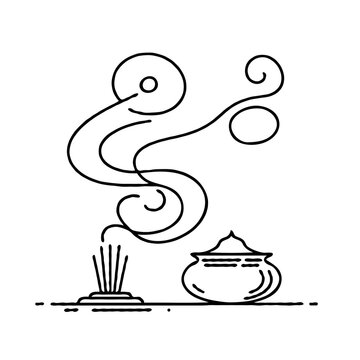 Incense with aromatic smoke and the urn 