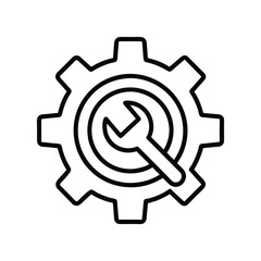 Gear Icon on Round Button Vector Illustration on White Background

