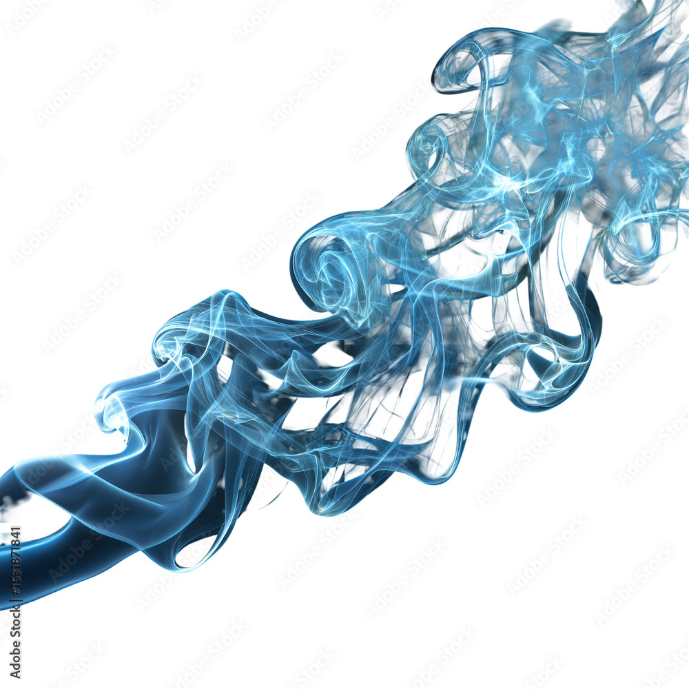 Aufkleber blue smoke effect abstract design element on a transparent surface isolated on transprint background