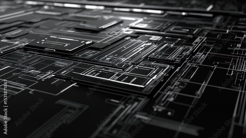 Poster abstract circuit board pattern, close-up view