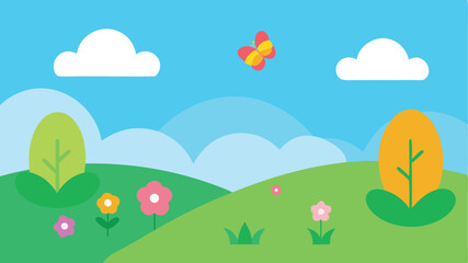 spring landscape with trees and flowers