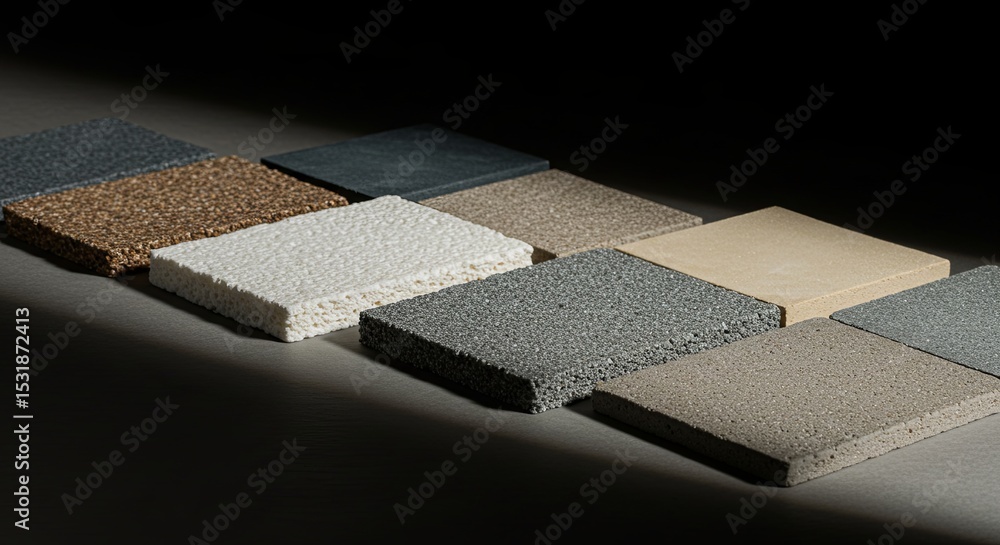 Poster A row of different colored tiles with a black background