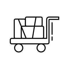 Outline Icon of Airport Baggage Trolley Thin Line Symbol for Luggage and Passenger Travel