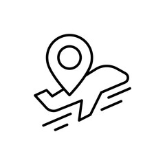 Airplane Tracking Icon Outline Style Thin Line for Flight Route Location and Travel Concept