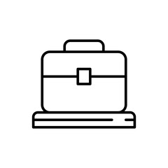 Outline Icon of Baggage Carousel with Briefcase Thin Line Symbol for Airport Luggage Handling