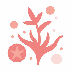 Pink coral reef illustration with starfish