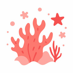 Cute cartoon coral reef illustration