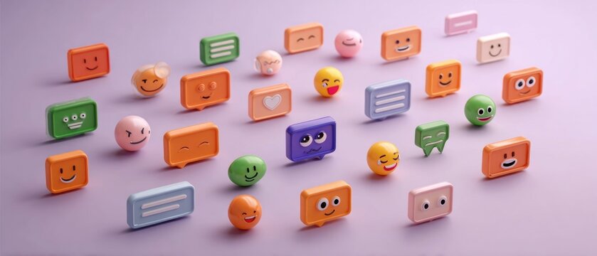 Colorful Emojis Arranged on a Pastel Background