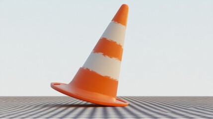 Orange traffic cone spinning