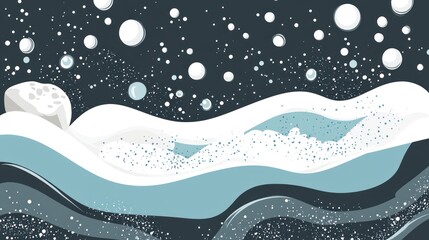 Abstract cosmic landscape with wavy ice