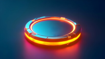 Futuristic Glowing Circular Platform with Neon Lights