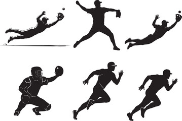 Baseball player silhouette vector illustration