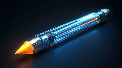 Futuristic Glowing Digital Pencil with Orange Tip