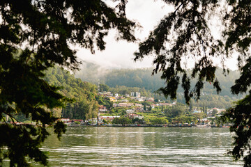 Framing of sarangan small village across the lake