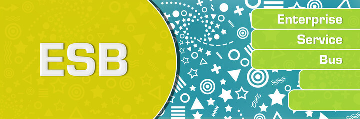 ESB - Enterprise Service Bus Turquoise Yellow Green Basic Shapes Text 